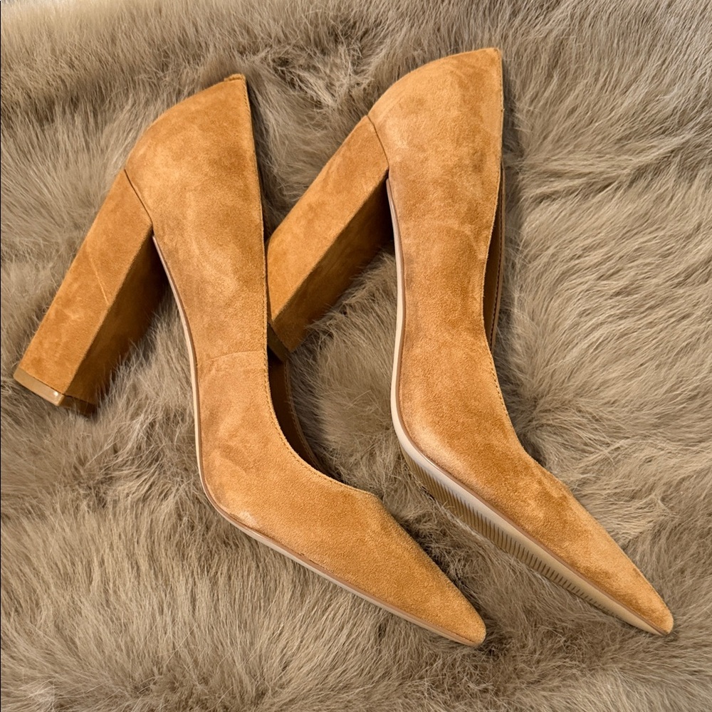 Marc Fisher Tan Suede Block Heels